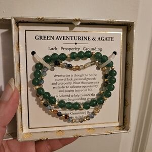 Green Aventurine & Agate Bracelet Set